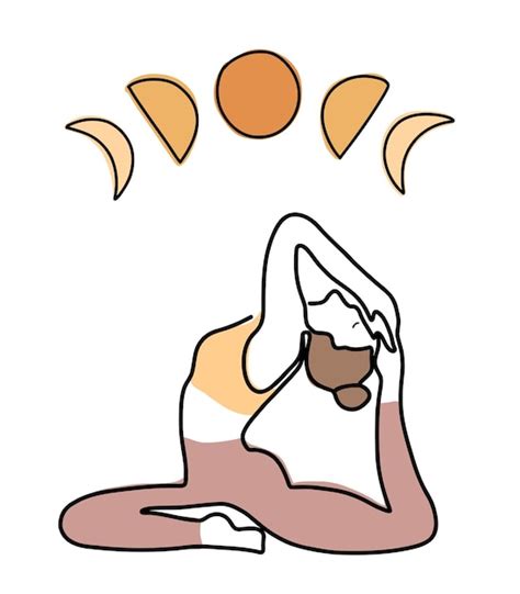 Silueta de una niña en una pose de yoga ilustración de una sola línea