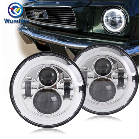 High Quality Chrome Inch Round Led Headlight Halo Angle Eyes Led