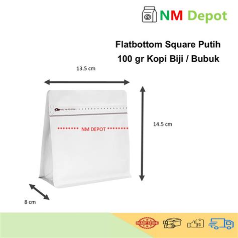 Jual FLAT BOTTOM XS Putih Doff Square Packaging Kemasan Zipper Kopi 100