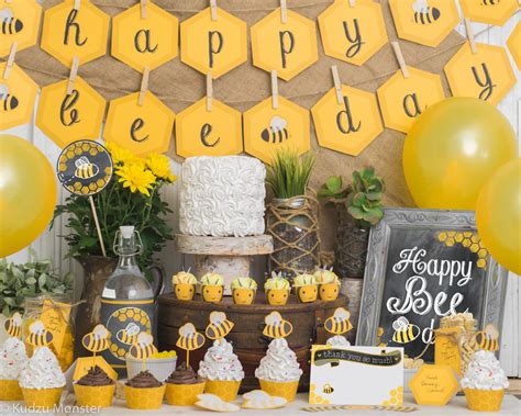 Bee Day Birthday Party Kit Bumble Bee Themed 1st Birthday 2nd Birthday 3rd Birthday Cute