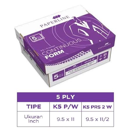 Paperline Ppl Continous Form 5 Ply Warna Prs Kertas Cf K5 W Prs Sinar Mega Store