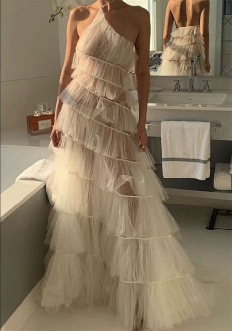 Tarik Ediz Plunging Neck Tiered Tulle Dress Artofit