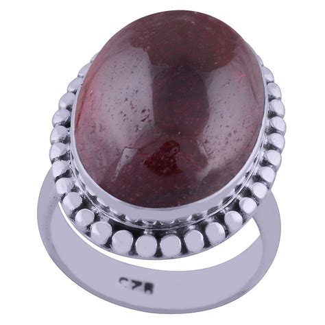 GARNET NATURAL GEMSTONE 925 STERLING SOLID SILVER OVAL CABOCHON