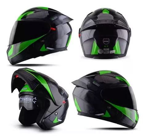 Casco Moto Edge Pilot Verde Mate Abatible Motos shop Meses sin interés