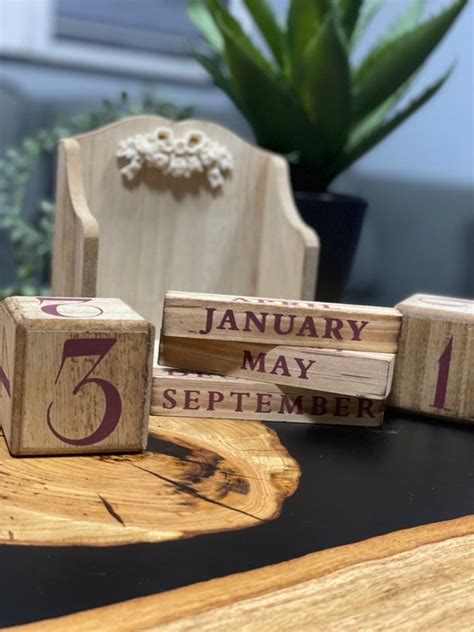 Wooden Perpetual Calendar Block Calendar Home Decor Etsy