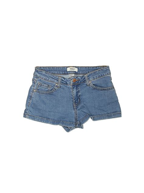 Forever 21 Solid Blue Denim Shorts 27 Waist 33 Off Thredup