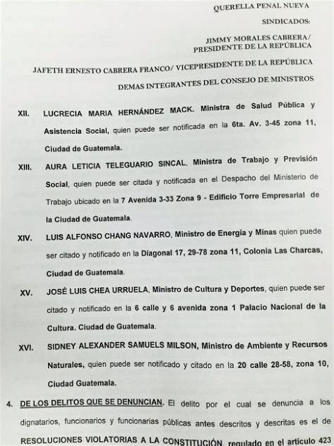 Presentan Solicitud De Antejuicio En Contra De Jimmy Morales Y Jafeth