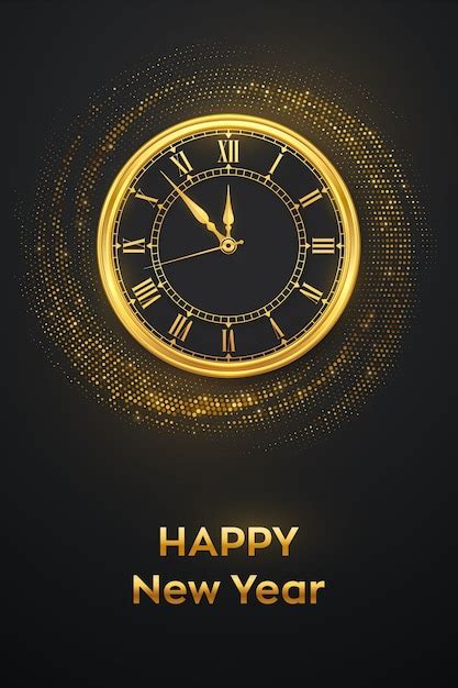 Premium Vector Happy New Year 2021 Golden Watch With Roman Numeral