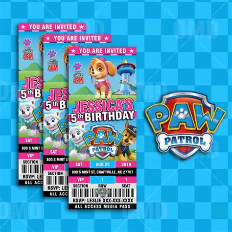 Paw Patrol Skye Cartoon Party Bottle Labels Cartoon Invites