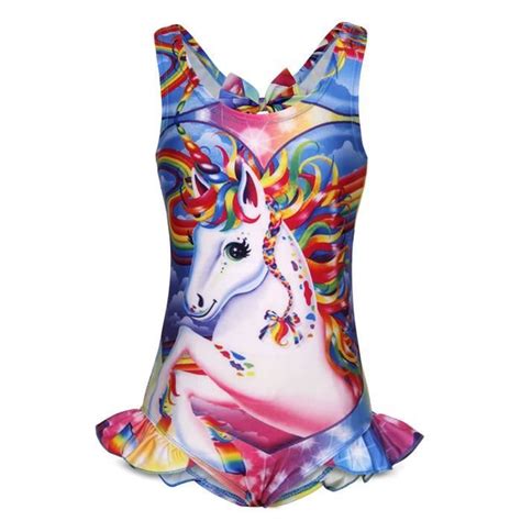 Amzbarley Filles Arc En Ciel Licorne Une Pi Ce Maillots De Bain Sans