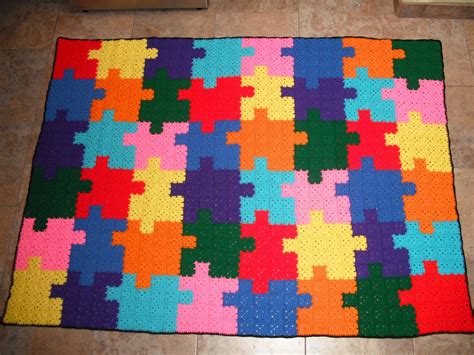 Autism Awareness Puzzle Crochet Blanket Afghan By Katseye