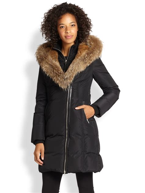 Mackage Fur Trim Trish Down Coat In Black Lyst