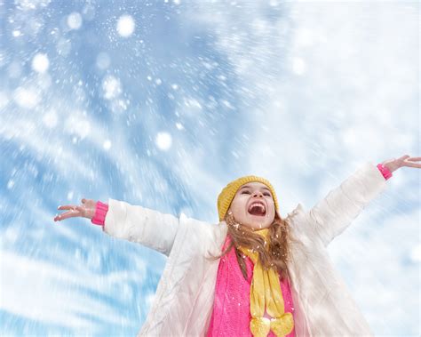 4k Winter Little Girls Snow Winter Hat Scarf Smile Hd Wallpaper