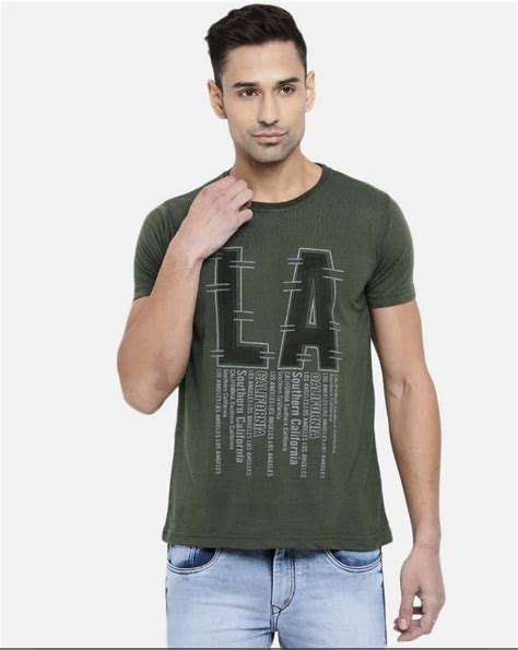 Olive Green Half Sleeve Gents Cotton T Shirt Neck Type Round Size