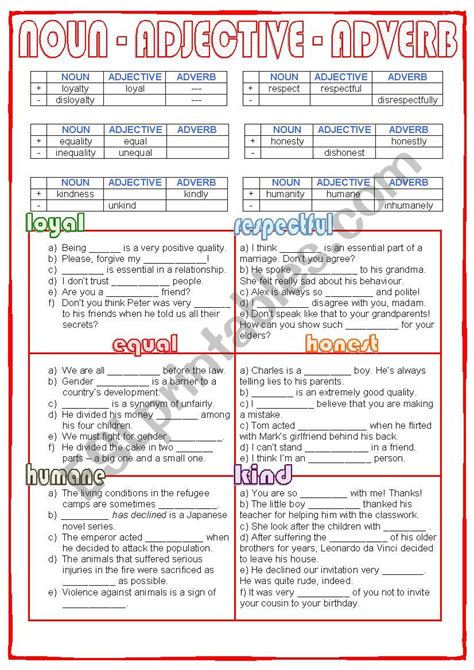 Noun Verb Adjective Adverb Adjective And Adverb Worksheets With 0 Hot Sex Picture