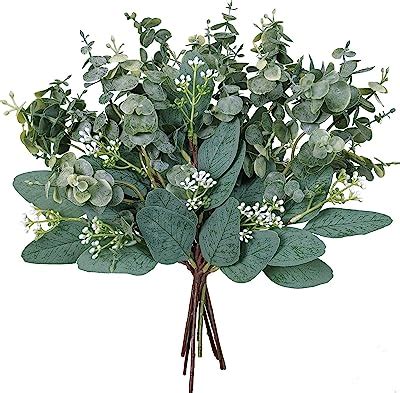 Amazon Supla Pcs Fake Eucalyptus Leaves Stems Bulk Artificial