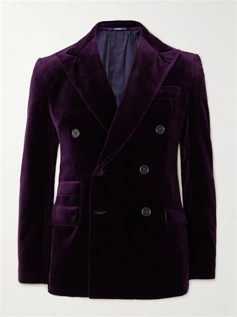 Ralph Lauren Purple Label Double Breasted Cotton Velvet Tuxedo Jacket