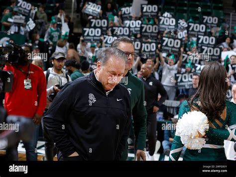 Michigan State Coach Tom Izzo Walks Across The Court Following An Ncaa