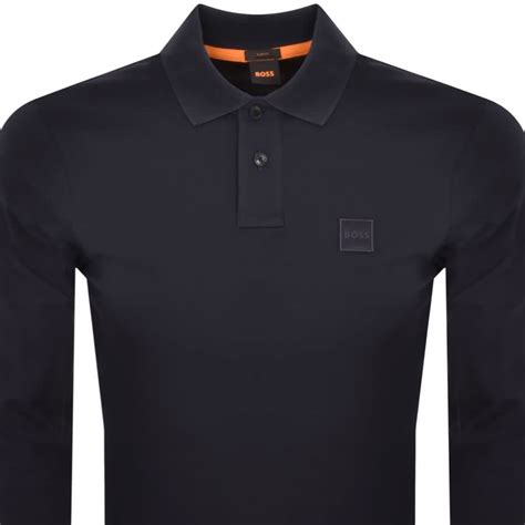 Boss Passerby Long Sleeved Polo T Shirt Navy Mainline Menswear