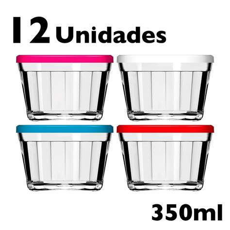 Jogo 12 Potes De Vidro Americano 350ml Tampa Nadir Fig Shopee