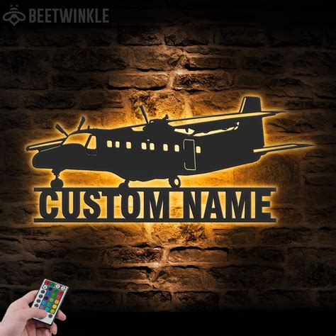 Custom Airplane Metal Wall Art Led Light Personalized Pilot Name Sign Home Decor Aircraft Hangar