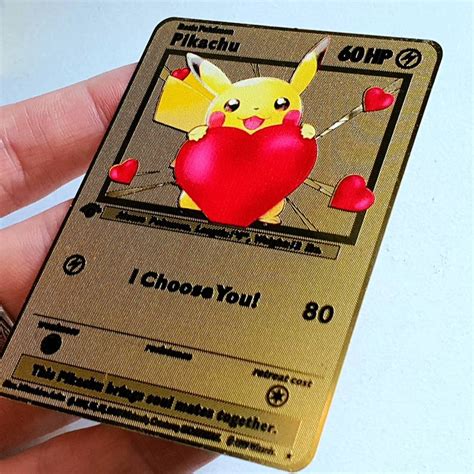 Pikachu I Choose You Gold Pokemon Card Custom Metal Card | Etsy UK