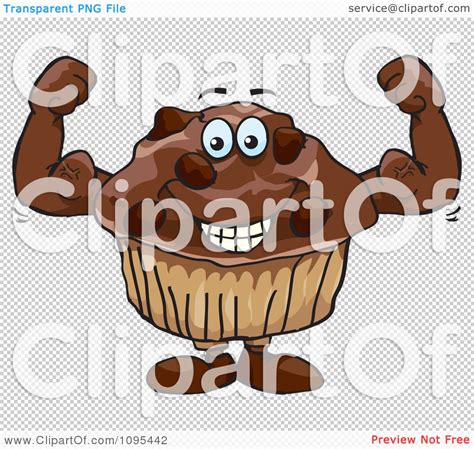 Clipart Strong Protein Chocolate Stud Muffin Flexing Its Bicep Muscles ...