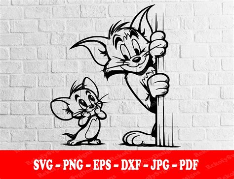 Peeking Tom And Jerry Svg T Shirt Design Sticker Mug Wrap Vector