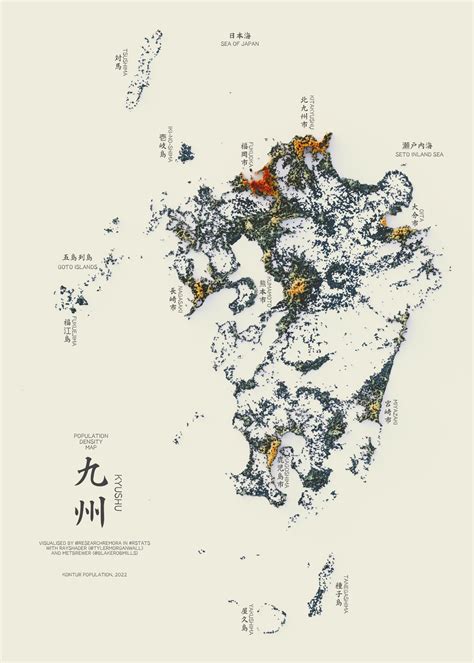 flotsam on Twitter This evening s population density map is 九州