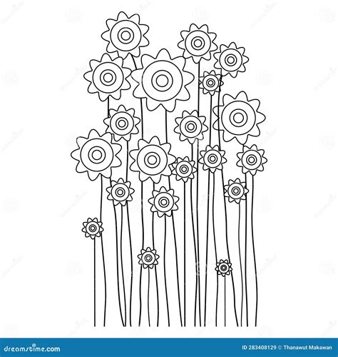 Spring Flower Silhouettes Flowers Silhouettes Isolated On White Background Vector Line Hand