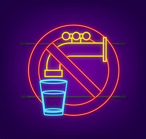 Not Drinkable Water Neon Sign Prohibition Sign Vector Stock