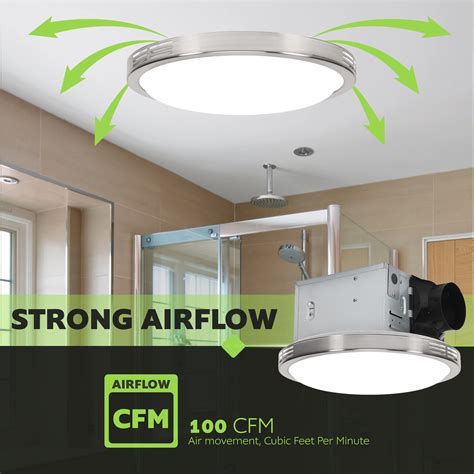 Homewerks Bathroom Fan With Led Light Ceiling Mount Exhaust