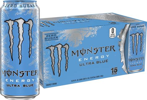 Monster Energy Ultra Blue, Sugar Free Energy Drink, 16 Ounce (Pack of ...