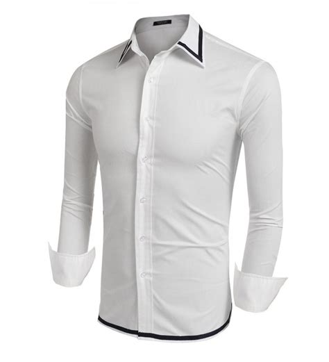 Mens Slim Fit Business Casual Button Down Dress Shirts White