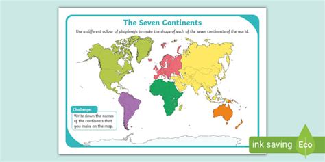 Continents Playdough Mat Geography Teacher Made Twinkl