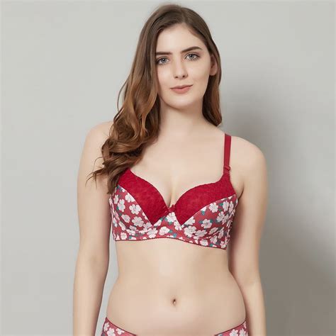 Prettycat Beautiful Floral Print Lighty Padded T Shirt Bra Red Buy Prettycat Beautiful Floral