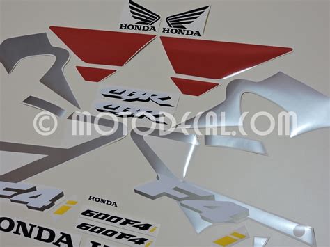 Honda Cbr 600 F4i 2002 Silver Red Decal Kit By Motodecalcom