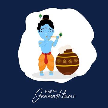 Premium Vector | Vector illustration of baby krishna playing flute