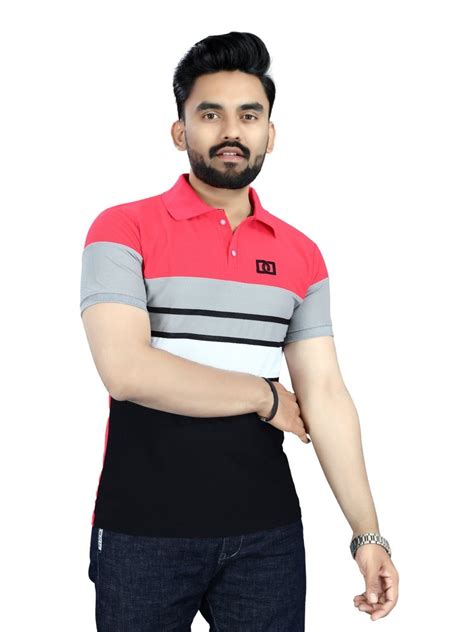 Mens Regular Fit Striped Polo T Shirts Poly Cotton At Rs 199 Piece