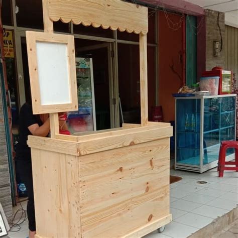 Jual Gerobak Jualan Stand Booth Kayu Jati Belanda Rombong Murah Meriah