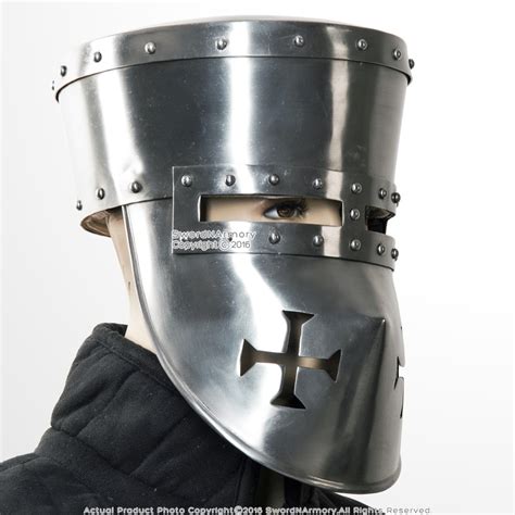 Functional 16g Steel Crusader Knights Templar Helmet Great Helm Wma Sca