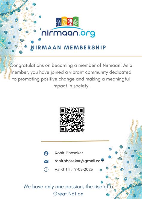 Nirmaan Membership Id Nirmaan Organization