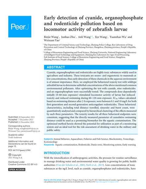 Pdf Early Detection Of Cyanide Organophosphate And Rodenticide