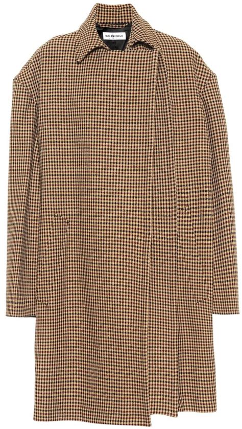 Balenciaga Houndstooth Wool Blend Coat ShopStyle