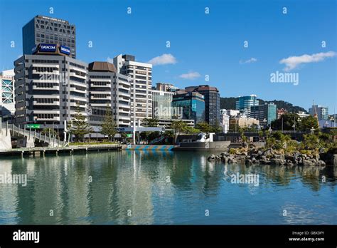 Wellington Skyline The Waterfront New Zealand Stock Photo Alamy