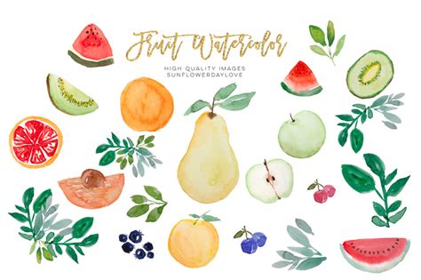 Watercolor Tropical Fruit Clipart Vegetable Clipart Fruit Clip Art By