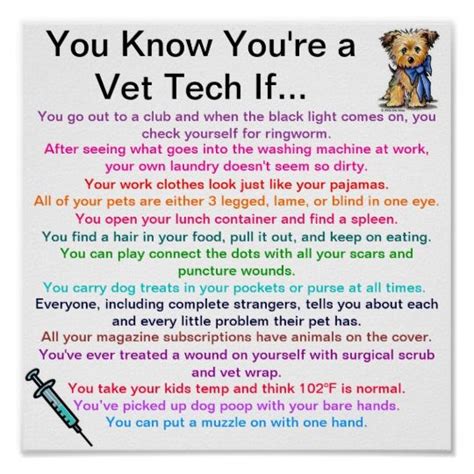 You Know Youre A Vet Tech If Poster Zazzle Vet Tech Quotes Vet