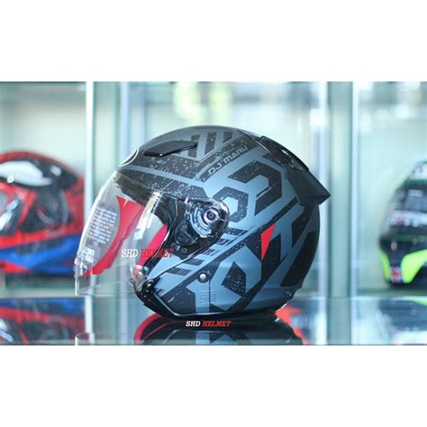 Jual Helm Kyt Dj Maru Motif Seri Matt All Grey Black Kyt Half Face