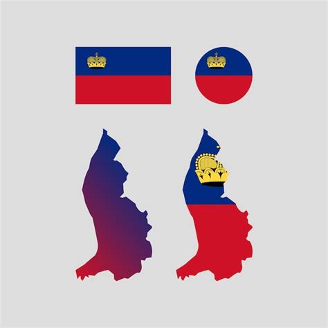 Premium Vector Liechtenstein National Flag And Map Vectors Set