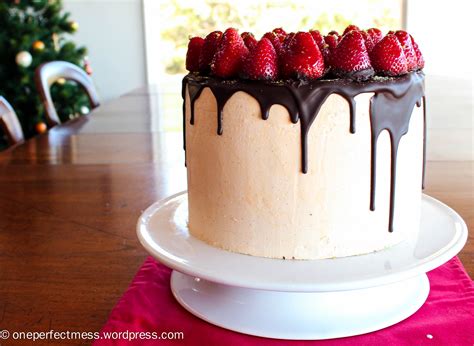 Vanilla Spice Celebration Cake with Strawberries, Chocolate Ganache ...